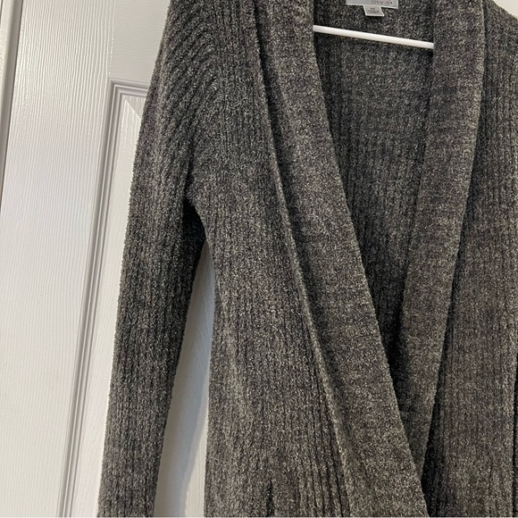 Barefoot Dreams CozyChic Lite Gray Cardigan Long Size XS Open Front knit comfy - Picture 6 of 9